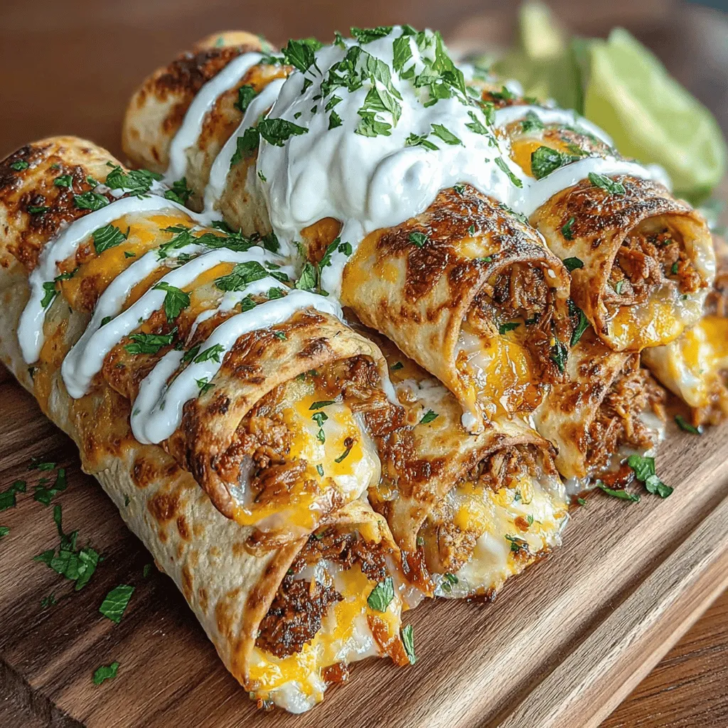 Taquitos, also known as flautas, are a beloved staple in Mexican cuisine, known for their crispy exterior and delightful fillings. Their origins can be traced back to Mexican street food culture, where they are often enjoyed as a quick bite or a satisfying meal. The comfort and familiarity of chicken as a filling make these taquitos a go-to choice for many.