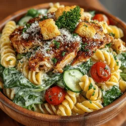 As the temperatures rise, there's nothing quite as satisfying as a light yet hearty dish that combines flavor, nutrition, and ease of preparation. Enter the Chilled Chicken Caesar Pasta Delight—a delightful fusion of the classic Caesar salad and the satisfying qualities of pasta. This dish is not only a feast for the eyes but also a celebration of textures and flavors that perfectly complement one another. The tender chicken, crisp fresh vegetables, and al dente pasta create a dish that is ideal for warm weather gatherings, picnics, or even as a quick weeknight meal.