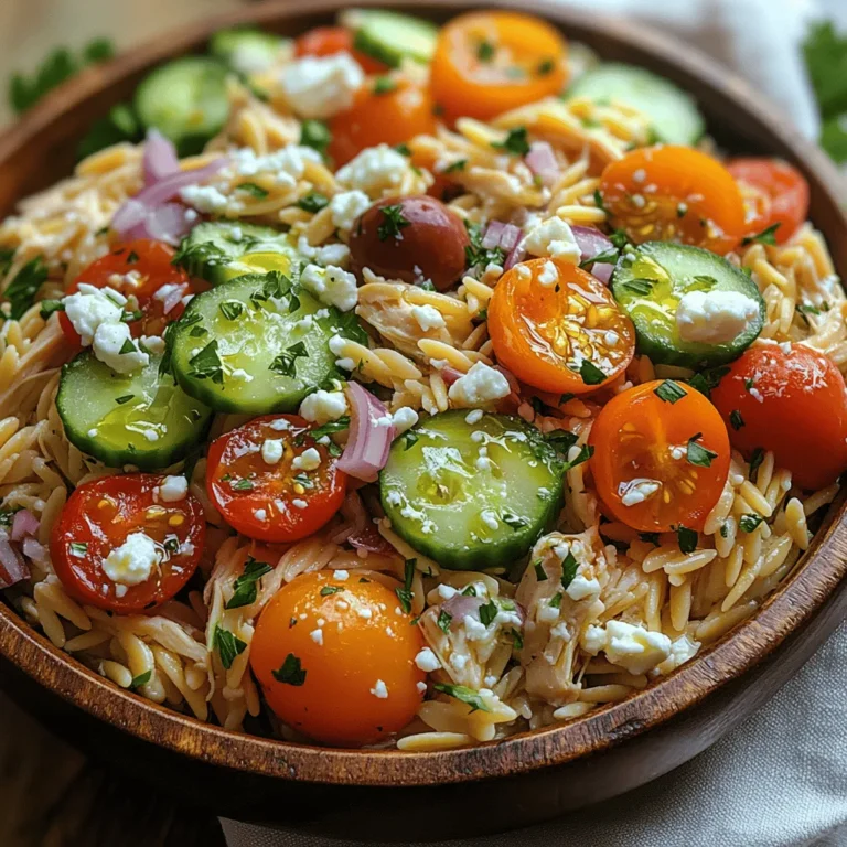 Fresh parsley is more than just a garnish; it plays a crucial role in enhancing the flavors of our Cold Chicken & Orzo Salad. Its bright, herbaceous notes complement the richness of the chicken and the earthiness of the orzo. Parsley is also rich in vitamins A, C, and K, making it a nutritious addition to your meal.