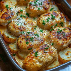 In the realm of comfort food, few dishes can rival the rich, savory flavors of Creamy Garlic Chicken and Potato Bake. This delightful recipe is the epitome of warmth and satisfaction, combining tender chicken breasts enveloped in a luscious creamy garlic sauce with perfectly roasted baby potatoes. The result is a dish that not only tantalizes the taste buds but also presents beautifully on the dinner table, making it an ideal choice for family dinners or festive gatherings.