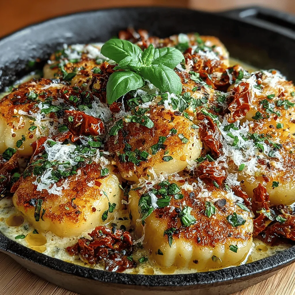 If you're searching for a dish that perfectly marries comfort with gourmet flair, look no further than savory sun-dried tomato and Parmesan gnocchi. This delightful recipe showcases the best of Italian cuisine, featuring pillowy gnocchi enriched with the tangy burst of sun-dried tomatoes, the creamy richness of freshly grated Parmesan cheese, and the aromatic freshness of basil. Whether you're preparing a quick weeknight dinner or impressing guests at a special gathering, this dish is a versatile choice that never fails to deliver on flavor and satisfaction.