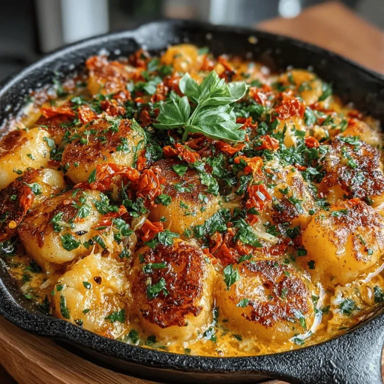 If you're searching for a dish that perfectly marries comfort with gourmet flair, look no further than savory sun-dried tomato and Parmesan gnocchi. This delightful recipe showcases the best of Italian cuisine, featuring pillowy gnocchi enriched with the tangy burst of sun-dried tomatoes, the creamy richness of freshly grated Parmesan cheese, and the aromatic freshness of basil. Whether you're preparing a quick weeknight dinner or impressing guests at a special gathering, this dish is a versatile choice that never fails to deliver on flavor and satisfaction.