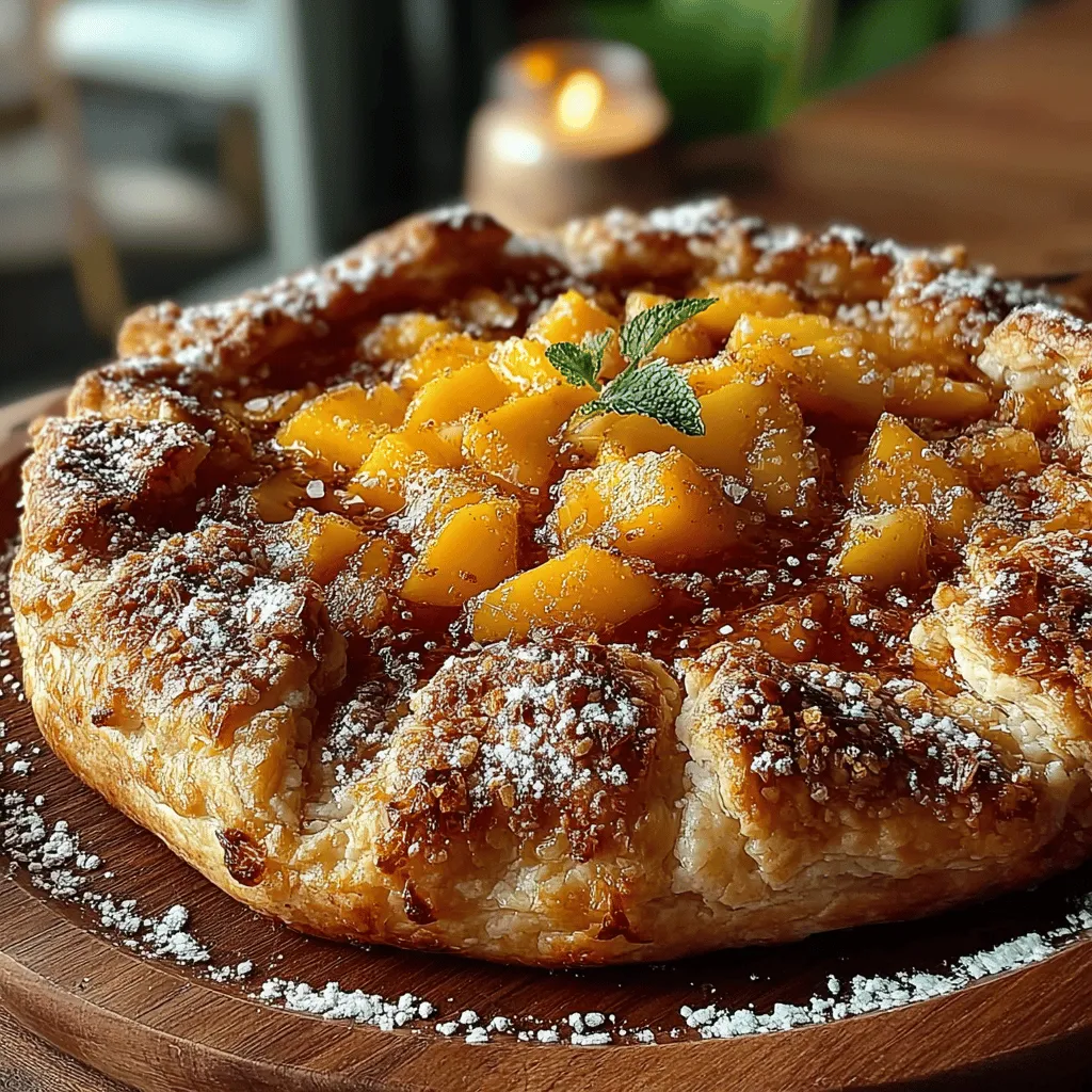 The Zesty Mango Galette is a delightful summer dessert that perfectly captures the essence of the season. This rustic yet elegant dish combines the luscious sweetness of ripe mangoes with a flaky, buttery crust, making it an irresistible treat for both casual gatherings and cozy family dinners. What makes this galette particularly appealing is not just its beautiful presentation, but also its simplicity—this recipe is accessible for bakers of all levels, from novices to seasoned experts. With minimal ingredients and straightforward steps, you can create a stunning dessert that will impress your guests and satisfy your sweet tooth.