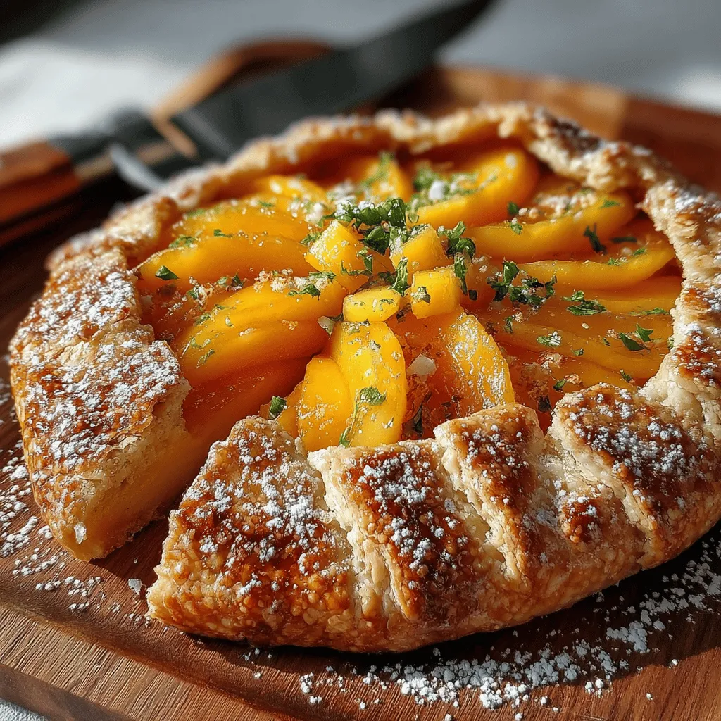 The Zesty Mango Galette is a delightful summer dessert that perfectly captures the essence of the season. This rustic yet elegant dish combines the luscious sweetness of ripe mangoes with a flaky, buttery crust, making it an irresistible treat for both casual gatherings and cozy family dinners. What makes this galette particularly appealing is not just its beautiful presentation, but also its simplicity—this recipe is accessible for bakers of all levels, from novices to seasoned experts. With minimal ingredients and straightforward steps, you can create a stunning dessert that will impress your guests and satisfy your sweet tooth.