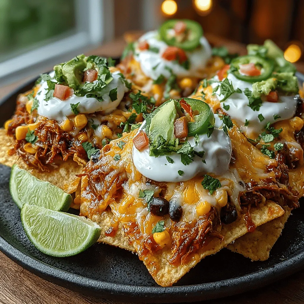 If you’re seeking a dish that combines bold flavors with the comforting crunch of chips, look no further than BBQ Chicken & Corn Nachos. This delectable recipe marries tender, shredded chicken tossed in zesty barbecue sauce with a vibrant medley of toppings, all layered atop crunchy tortilla chips. Perfect for game day, movie nights, or spontaneous get-togethers, these nachos are not just a snack—they are a celebration of taste that will leave your guests craving more. With their irresistible combination of textures and flavors, BBQ Chicken & Corn Nachos are destined to become a staple at your gatherings.