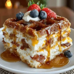 Imagine a dish that marries the comforting warmth of breakfast with the indulgence of dessert—welcome to the Golden Maple Bacon Waffle Casserole. This scrumptious recipe is a delightful fusion of flavors and textures that makes it an irresistible addition to any brunch table or family gathering. With its enticing aroma of crispy bacon, fluffy waffles, and rich maple syrup wafting through the air, this casserole is not just a meal; it's an experience that evokes nostalgia and joy.
