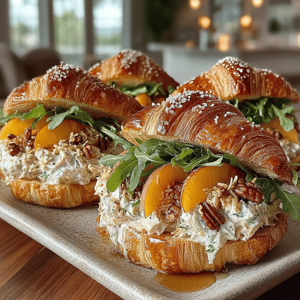 When crafting the perfect Peachy Bliss Chicken Salad Croissant Sandwich, the croissant is paramount. Opting for high-quality, buttery croissants elevates the sandwich experience to a new level. The rich, flaky layers of a fresh croissant not only provide a delightful texture contrast to the creamy chicken salad but also absorb the flavors beautifully without becoming soggy. Look for croissants from a local bakery or a trusted grocery store that offers freshly baked goods. They should be golden brown, slightly crisp on the outside, and soft inside, creating the perfect vessel for your delicious filling.