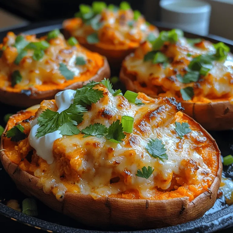 Start by preheating your oven to 400°F (200°C). This ensures that your sweet potatoes roast beautifully, allowing their natural sugars to caramelize for a delightful sweetness that balances the spicy buffalo filling.