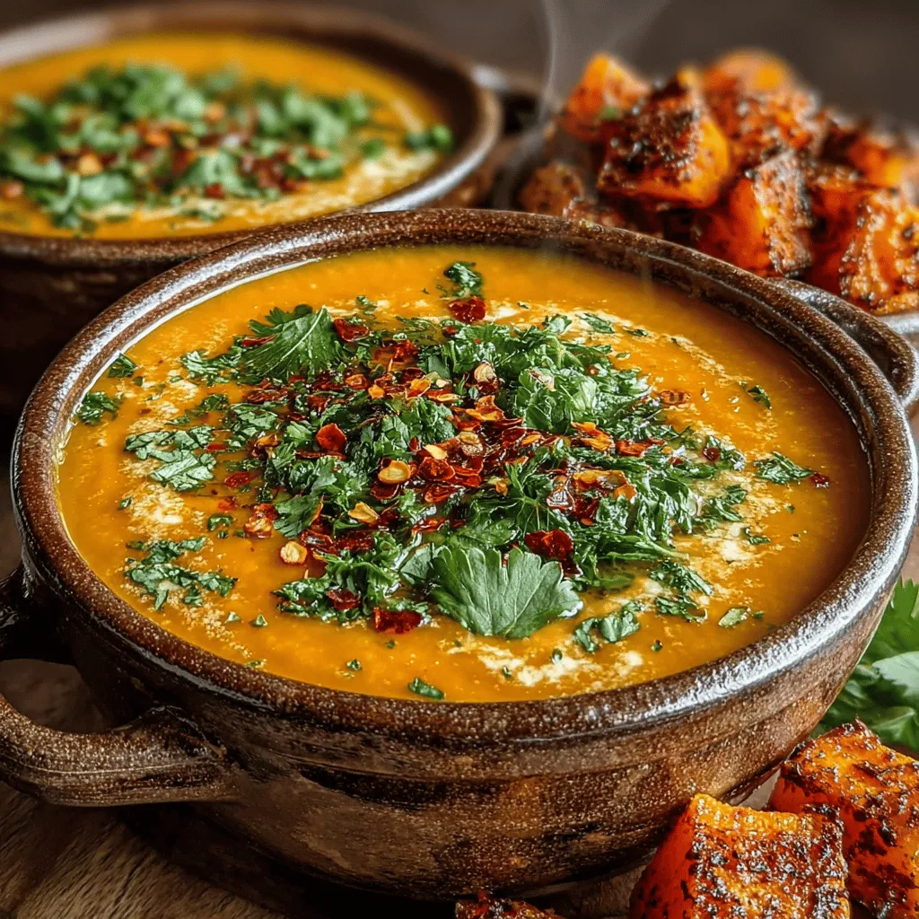 Butternut squash is easily recognizable by its distinctive shape: a long neck that tapers into a rounded base. Its smooth, beige skin encases vibrant orange flesh that becomes sweet and tender when cooked. In terms of taste, butternut squash offers a subtle sweetness that pairs beautifully with savory ingredients and spices. This makes it an excellent candidate for soups, as it blends seamlessly into a creamy base while adding a touch of natural sweetness.