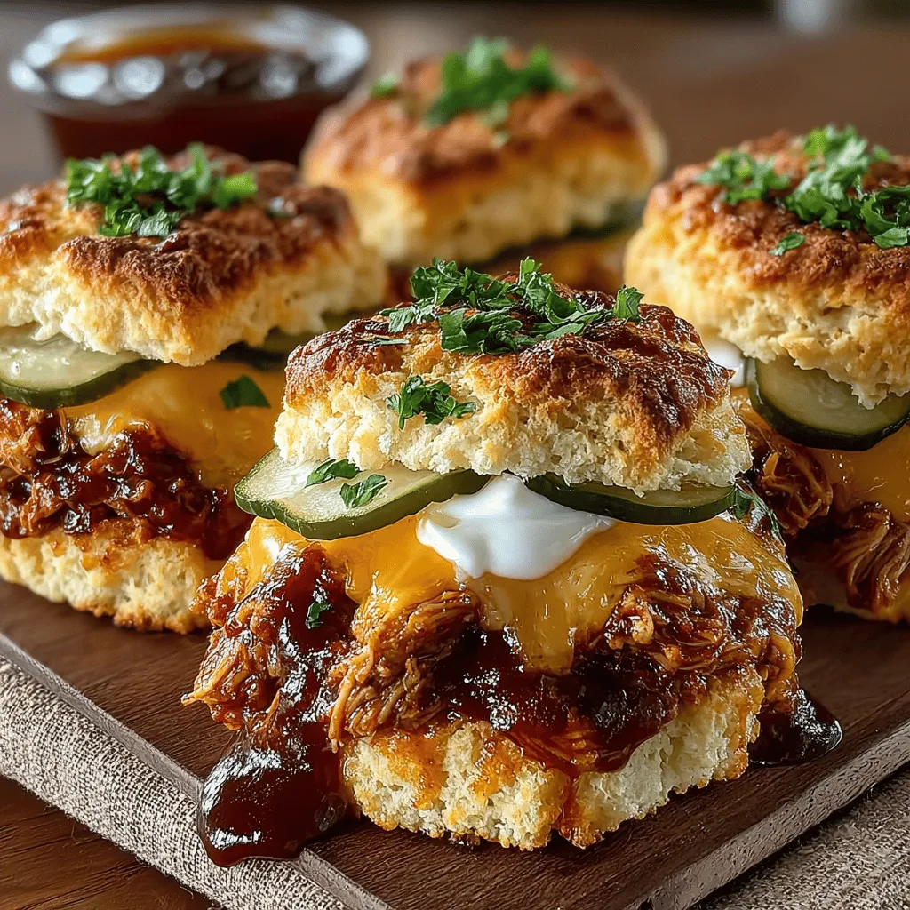 Mini BBQ chicken biscuit sliders are a delightful and versatile dish that can elevate any gathering or serve as a simple yet satisfying weeknight dinner. Combining the tender, juicy goodness of chicken with rich, tangy BBQ sauce and fluffy biscuits, these sliders offer a mouthwatering experience that appeals to a wide range of tastes. They are not only easy to prepare but also perfect for sharing, making them an ideal choice for parties, family gatherings, or casual weeknight meals. The charm of mini sliders lies in their bite-sized nature, allowing guests to indulge without feeling overstuffed, and the ability to cater to various flavor preferences ensures that everyone will find something to enjoy.