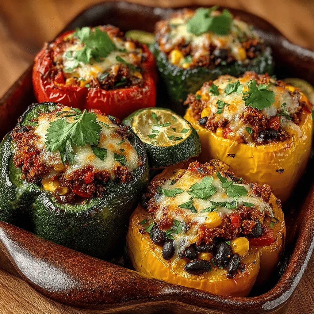 To create a flavorful base for your Colorful Zucchini Stuffed Bell Peppers, start by sautéing your vegetables. This process is crucial as it develops the flavors and enhances the overall taste of the filling. Begin by heating a tablespoon of olive oil in a large skillet over medium heat. Once the oil is shimmering, add diced onions and sauté them until they become translucent, about 3-5 minutes. The sweetness of the onions will begin to emerge, adding depth to your filling.
