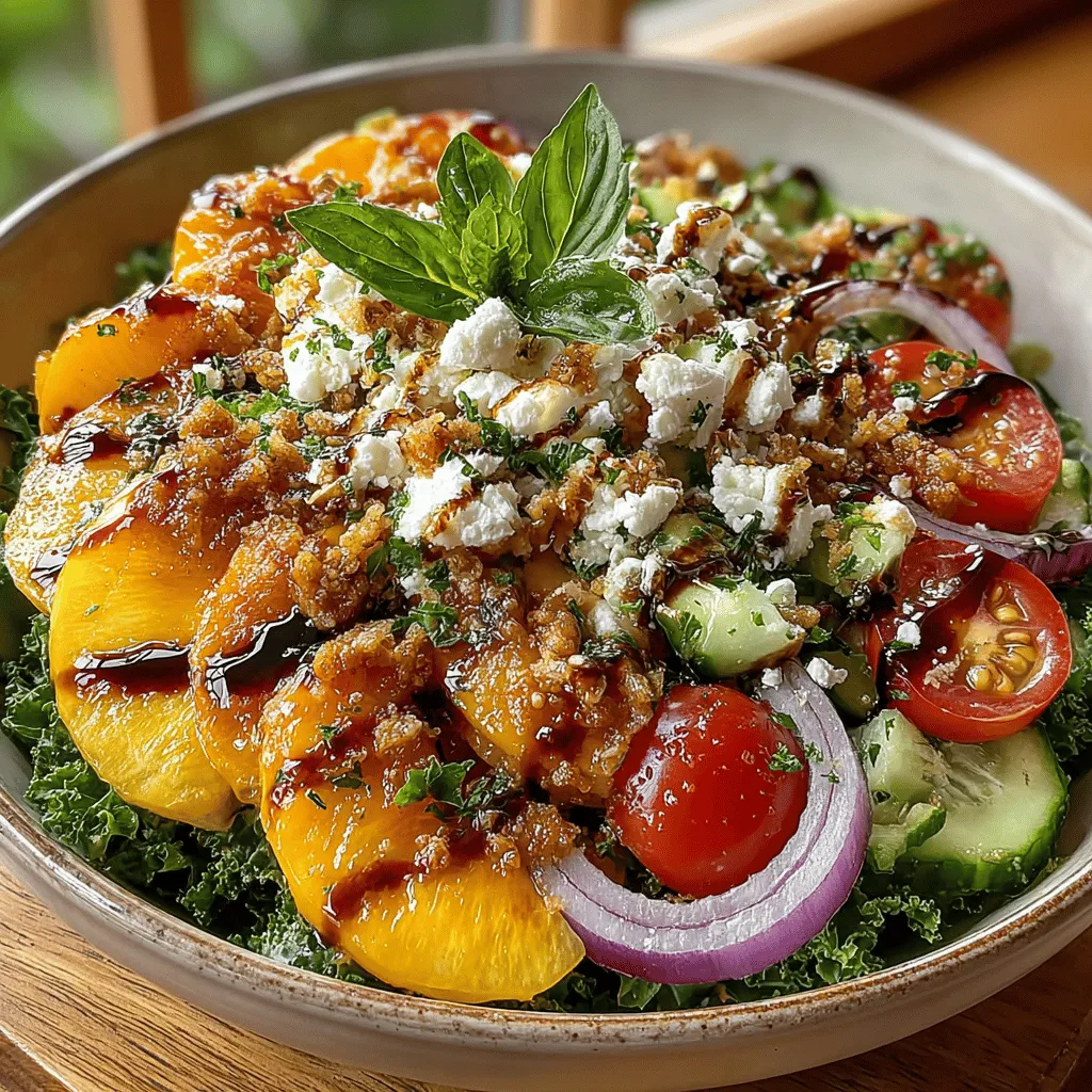 In the world of salads, the Vibrant Peach & Kale Salad Bowl stands out as a refreshing and nutritious option that not only tantalizes your taste buds but also nourishes your body. This salad is a harmonious blend of flavors and textures, featuring juicy peaches and hearty kale, making it an ideal choice for warm weather gatherings, picnics, or even a simple weekday lunch. As we strive to incorporate more fresh produce into our daily meals, this salad serves as a perfect reminder of how delightful and satisfying healthy eating can be.