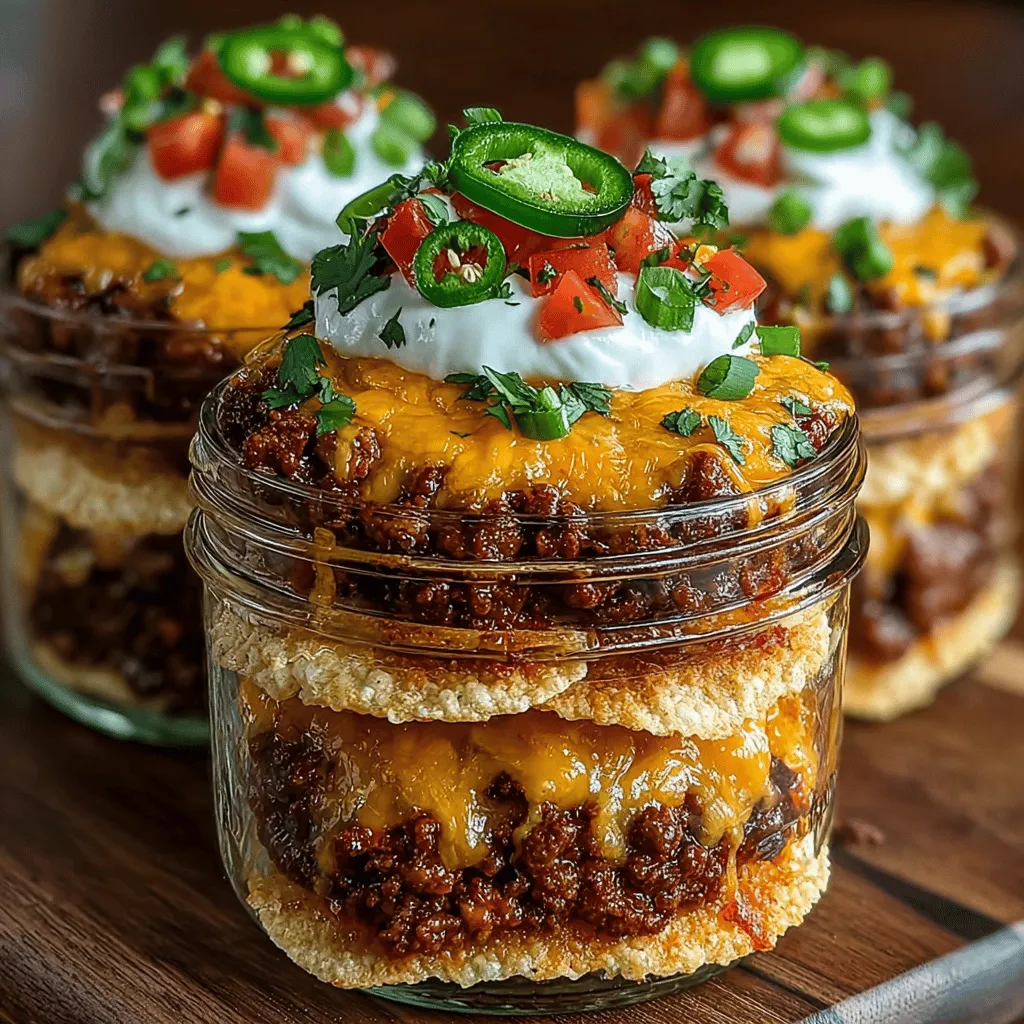 The beauty of Chili Cheese Nachos in a Jar lies in the repeated layers of ingredients, which ensure that each bite is packed with flavor and texture. Begin by spooning your chili into the jar first, ensuring a hearty base that will support the layers above. Next, add a generous layer of tortilla chips, breaking them if necessary to fit snugly within the jar. This not only helps with the texture but also ensures that every chip gets some of the chili's rich flavor.