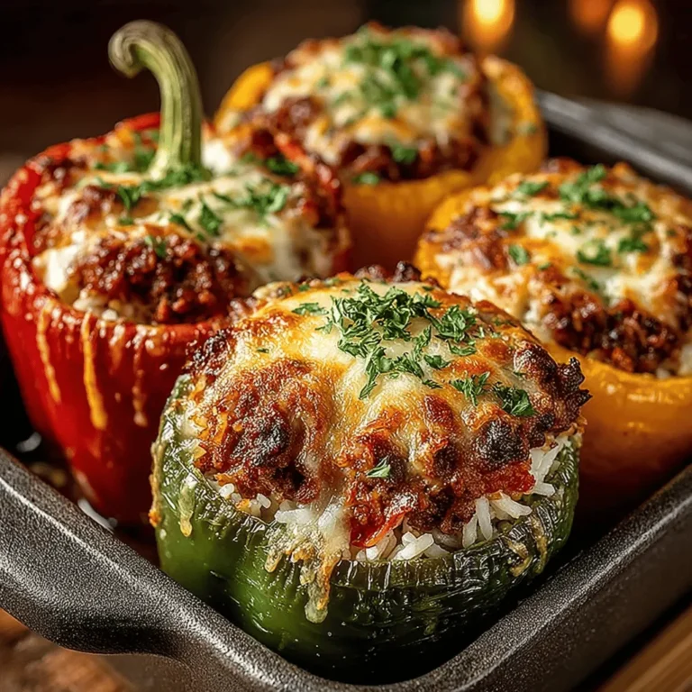 Gourmet-stuffed bell peppers are more than just a meal; they are an experience that combines vibrant colors, rich flavors, and wholesome ingredients into a dish that pleases the palate and nourishes the body. This dish stands out as a perfect solution for family dinners, meal prep, or even as an impressive centerpiece when entertaining guests. The appeal lies in the harmony of savory ground meat, aromatic spices, and melted cheese, making it a favorite among both children and adults alike.
