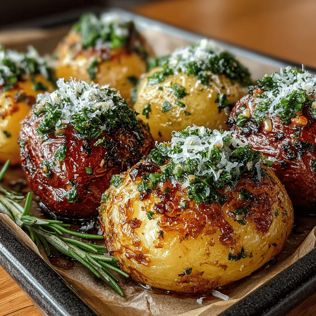 <strong>Introduction</strong>” /></p>
</p>
<h2>Mixing the Seasoning</h2>
</p>
<p>To achieve the perfect balance of flavors in the herb mixture for your Garlic Herb Roasted Baby Potatoes, start by selecting a blend of fresh herbs that complement the earthy flavor of the potatoes. A combination of rosemary, thyme, and parsley works beautifully, providing aromatic notes that enhance the dish. Begin by finely chopping about one tablespoon each of fresh rosemary and fresh thyme. Add in two tablespoons of fresh parsley for a touch of brightness.</p>
</p>
<p>Next, incorporate the key ingredient: garlic. Use three cloves of minced garlic to ensure that its robust flavor shines through. Combine the herbs and garlic in a bowl, and add a generous pinch of sea salt and black pepper to taste. The salt will not only season the potatoes but will also draw out moisture, helping to achieve that crispy texture we desire. Finally, drizzle in three tablespoons of high-quality olive oil, which will act as the adhesive to help the herbs stick to the potatoes while also promoting even roasting.</p>
</p>
<h2>Coating the Potatoes</h2>
</p>
<p>Once your herb and oil mixture is ready, it’s time to coat the baby potatoes. Start by placing the washed and dried potatoes in a large mixing bowl. Ensure they are thoroughly dried to allow the oil and seasoning to adhere properly. Pour the herb and oil mixture over the potatoes, using a spatula or your hands to toss the potatoes gently. Make sure that each potato is evenly coated with the herb blend; this ensures that every bite is bursting with flavor.</p>
</p>
<p>For an even distribution, consider using a zip-top bag. Add the potatoes and the herb mixture into the bag, seal it, and shake gently until all potatoes are coated. This method is not only effective but also minimizes mess, allowing for a seamless cooking experience.</p>
</p>
<h2>Arranging on the Baking Sheet</h2>
</p>
<p>The way you arrange the potatoes on the baking sheet plays a crucial role in achieving maximum crispiness during roasting. Begin by preheating your oven to 425°F (220°C). Line a baking sheet with parchment paper to prevent sticking and to facilitate easy cleanup.</p>
</p>
<p>Spread the coated potatoes in a single layer on the baking sheet, ensuring they are not overcrowded. Space them out to allow for proper air circulation; this will help them roast evenly and develop a golden, crispy exterior. Avoid stacking the potatoes, as this will create steam rather than a roast, preventing the desired crispiness.</p>
</p>
<h2>Roasting Process</h2>
</p>
<p>The roasting process is where the magic happens. Place the baking sheet in the preheated oven and roast the potatoes for about 30-35 minutes. Halfway through the cooking time, take out the baking sheet and flip the potatoes using a spatula or tongs. This step is essential; flipping ensures that all sides become beautifully golden and crispy.</p>
</p>
<p>Keep an eye on the potatoes during the last few minutes of roasting. Ovens can vary in temperature, so it’s important to check for doneness. The potatoes should be tender when pierced with a fork and have a crispy skin. If you prefer a deeper golden color, you can roast them for an additional 5-10 minutes, but make sure to monitor closely to avoid burning.</p>
</p>
<h2>Finishing Touches with Parmesan</h2>
</p>
<p>To elevate your Garlic Herb Roasted Baby Potatoes, consider adding freshly grated Parmesan cheese in the last few minutes of roasting. After flipping the potatoes, sprinkle a generous amount of Parmesan over them and return the baking sheet to the oven for an additional 5 minutes. The cheese melts slightly and forms a savory crust that enhances the overall flavor profile of the dish without overpowering it.</p>
</p>
<p>For an added touch, you can finish with a sprinkle of fresh herbs or a squeeze of lemon juice to brighten the dish just before serving. This simple addition can add complexity to the flavor while maintaining the dish’s crispiness.</p>
</p>
<h2>Serving Suggestions</h2>
</p>
<p>Garlic Herb Roasted Baby Potatoes are incredibly versatile and can be paired with a variety of main dishes. Consider serving them alongside grilled meats such as chicken or steak, where their savory notes will complement the charred flavors beautifully. They also make an excellent accompaniment to roasted vegetables or as part of a hearty salad.</p>
</p>
<p>For a delightful presentation, garnish the roasted potatoes with fresh herbs like parsley or basil before serving. A sprinkle of additional sea salt can enhance the flavors further. You can also pair these potatoes with a dipping sauce, such as aioli or a tangy yogurt sauce, to add another layer of flavor.</p>
</p>
<h3>Flavor Profile and Cooking Techniques</h3>
</p>
<p>The flavor profile of Garlic Herb Roasted Baby Potatoes is a delightful combination of aromatic and savory notes. The garlic provides a rich, pungent undertone, while the fresh herbs introduce a vibrant burst of flavor. The olive oil not only helps in roasting but also imparts a fruity richness that complements the dish seamlessly.</p>
</p>
<p>Roasting is a key technique that enhances the flavors and creates a desirable texture. The high heat caramelizes the natural sugars in the potatoes, resulting in a crispy exterior while keeping the insides tender and fluffy. This contrast in texture is what makes roasted potatoes so satisfying to eat.</p>
</p>
<p>For those interested in experimenting, you can easily adjust the seasoning. Consider adding spices such as smoked paprika or cumin for a different flavor twist. Alternatively, you can substitute the fresh herbs with dried herbs, though you should use about one-third of the amount since dried herbs are more concentrated.</p>
</p>
<h2>Tips for Perfectly Roasted Baby Potatoes</h2>
</p>
<h3>Selecting the Right Baby Potatoes</h3>
</p>
<p>Choosing the right baby potatoes is crucial for achieving the best results. Look for small, firm potatoes that are free from blemishes or soft spots. Varieties such as baby Yukon Gold or red potatoes are excellent choices due to their creamy texture and flavor. Make sure they are of uniform size to ensure even cooking.</p>
</p>
<h3>Storage and Prep</h3>
</p>
<p>To make your cooking experience quicker and more efficient, consider prepping the potatoes in advance. You can wash and chop them a day ahead and store them in a bowl of water in the refrigerator. This will prevent them from browning and will save you time on the day of cooking.</p>
</p>
<h3>Troubleshooting Common Issues</h3>
</p>
<p>If you find that your potatoes are overcooked or undercooked, there are simple solutions. For overcooked potatoes that have become mushy, you can repurpose them into a creamy potato salad or mash them with garlic and herbs for a different side dish. If your potatoes are undercooked, simply return them to the oven for an additional 5-10 minutes, checking periodically until they are tender and crispy.</p>
</p>
<h2>Nutritional Information</h2>
</p>
<p>Understanding the nutritional value of Garlic Herb Roasted Baby Potatoes can help you appreciate this dish even more. Each serving (about 1 cup) contains approximately 150 calories, 35 grams of carbohydrates, 2 grams of protein, and a modest amount of fat, primarily from the olive oil.</p>
</p>
<p>Moreover, the health benefits of fresh herbs and garlic are noteworthy. Garlic is known for its immune-boosting properties and heart health benefits, while fresh herbs are rich in antioxidants and vitamins, contributing to overall wellness. Incorporating these ingredients into your meals can enhance both flavor and nutritional value.</p>
</p>
<h2>Conclusion</h2>
</p>
<p>In summary, Garlic Herb Roasted Baby Potatoes are a simple yet delicious dish that can easily become a staple in your cooking repertoire. The combination of garlic, fresh herbs, and perfectly roasted potatoes creates a delightful side that pairs well with a variety of meals.</p>
</p>
<p>Encourage friends and family to gather around the table to enjoy this comforting dish, as there is a unique joy in sharing homemade meals. The satisfaction that comes from preparing and serving flavorful, healthful food is unmatched, making every bite of Garlic Herb Roasted Baby Potatoes a reason to celebrate.</p>
</div>