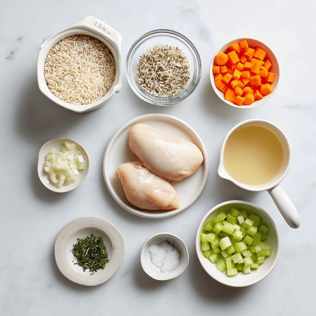 Ingredients for Crockpot Creamy Chicken & Wild Rice Soup