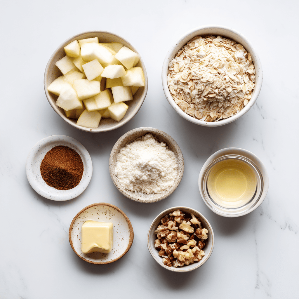 Ingredients for Quick Air Fryer Apple Crisp Bites for Sweet Snacking